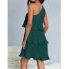 imageZESICA Womens Summer Sleeveless Mini Dress Boho One Shoulder Ruffle Tiered Layered Chiffon Flowy A Line DressesDarkgreen