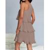 imageZESICA Womens Summer Sleeveless Mini Dress Boho One Shoulder Ruffle Tiered Layered Chiffon Flowy A Line DressesLightkhaki