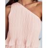 imageZESICA Womens Summer Sleeveless Mini Dress Boho One Shoulder Ruffle Tiered Layered Chiffon Flowy A Line DressesPink