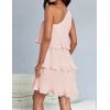 imageZESICA Womens Summer Sleeveless Mini Dress Boho One Shoulder Ruffle Tiered Layered Chiffon Flowy A Line DressesPink