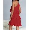 imageZESICA Womens Summer Sleeveless Mini Dress Boho One Shoulder Ruffle Tiered Layered Chiffon Flowy A Line DressesRed
