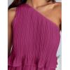imageZESICA Womens Summer Sleeveless Mini Dress Boho One Shoulder Ruffle Tiered Layered Chiffon Flowy A Line DressesRose