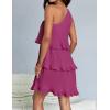 imageZESICA Womens Summer Sleeveless Mini Dress Boho One Shoulder Ruffle Tiered Layered Chiffon Flowy A Line DressesRose