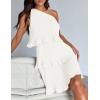 imageZESICA Womens Summer Sleeveless Mini Dress Boho One Shoulder Ruffle Tiered Layered Chiffon Flowy A Line DressesWhite