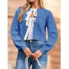 imageZESICA Womens Cardigan Sweaters Fall Winter Long Sleeve Tie Front Cable Knit Chunky Cropped Outerwear CoatBlue