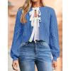 imageZESICA Womens Cardigan Sweaters Fall Winter Long Sleeve Tie Front Cable Knit Chunky Cropped Outerwear CoatBlue