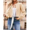 imageZESICA Womens Cardigan Sweaters Fall Winter Long Sleeve Tie Front Cable Knit Chunky Cropped Outerwear CoatCream
