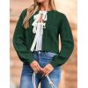 imageZESICA Womens Cardigan Sweaters Fall Winter Long Sleeve Tie Front Cable Knit Chunky Cropped Outerwear CoatDark Green