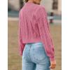 imageZESICA Womens Cardigan Sweaters Fall Winter Long Sleeve Tie Front Cable Knit Chunky Cropped Outerwear CoatHot Pink