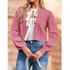imageZESICA Womens Cardigan Sweaters Fall Winter Long Sleeve Tie Front Cable Knit Chunky Cropped Outerwear CoatHot Pink