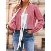 imageZESICA Womens Cardigan Sweaters Fall Winter Long Sleeve Tie Front Cable Knit Chunky Cropped Outerwear CoatHot Pink