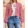 imageZESICA Womens Cardigan Sweaters Fall Winter Long Sleeve Tie Front Cable Knit Chunky Cropped Outerwear CoatHot Pink