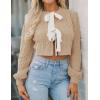 imageZESICA Womens Cardigan Sweaters Fall Winter Long Sleeve Tie Front Cable Knit Chunky Cropped Outerwear CoatKhaki