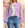 imageZESICA Womens Cardigan Sweaters Fall Winter Long Sleeve Tie Front Cable Knit Chunky Cropped Outerwear CoatPurple