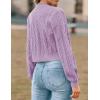 imageZESICA Womens Cardigan Sweaters Fall Winter Long Sleeve Tie Front Cable Knit Chunky Cropped Outerwear CoatPurple