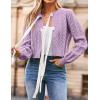 imageZESICA Womens Cardigan Sweaters Fall Winter Long Sleeve Tie Front Cable Knit Chunky Cropped Outerwear CoatPurple
