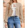 imageZESICA Womens Cardigan Sweaters Fall Winter Long Sleeve Tie Front Cable Knit Chunky Cropped Outerwear CoatToffee