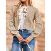 imageZESICA Womens Cardigan Sweaters Fall Winter Long Sleeve Tie Front Cable Knit Chunky Cropped Outerwear CoatToffee