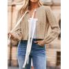 imageZESICA Womens Cardigan Sweaters Fall Winter Long Sleeve Tie Front Cable Knit Chunky Cropped Outerwear CoatToffee