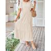 imageZESICA Womens Summer Casual Flutter Short Sleeve Crew Neck Solid Color Smocked Tiered A Line Flowy Beach Midi DressBeige