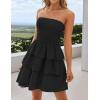 imageZESICA Womens Summer Strapless Smocked Tube Dress 2025 Off Shoulder Ruffle Tiered Flowy Beach Boho Mini SundressBlack