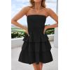 imageZESICA Womens Summer Strapless Smocked Tube Dress 2025 Off Shoulder Ruffle Tiered Flowy Beach Boho Mini SundressBlack