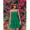 imageZESICA Womens Summer Strapless Smocked Tube Dress 2025 Off Shoulder Ruffle Tiered Flowy Beach Boho Mini SundressGreen