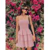 imageZESICA Womens Summer Strapless Smocked Tube Dress 2025 Off Shoulder Ruffle Tiered Flowy Beach Boho Mini SundressPink