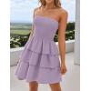 imageZESICA Womens Summer Strapless Smocked Tube Dress 2025 Off Shoulder Ruffle Tiered Flowy Beach Boho Mini SundressPurple