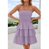imageZESICA Womens Summer Strapless Smocked Tube Dress 2025 Off Shoulder Ruffle Tiered Flowy Beach Boho Mini SundressPurple