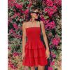 imageZESICA Womens Summer Strapless Smocked Tube Dress 2025 Off Shoulder Ruffle Tiered Flowy Beach Boho Mini SundressRed