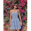 imageZESICA Womens Summer Strapless Smocked Tube Dress 2025 Off Shoulder Ruffle Tiered Flowy Beach Boho Mini SundressSky