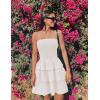 imageZESICA Womens Summer Strapless Smocked Tube Dress 2025 Off Shoulder Ruffle Tiered Flowy Beach Boho Mini SundressWhite