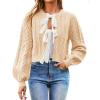 imageZESICA Womens Cardigan Sweaters Fall Winter Long Sleeve Tie Front Cable Knit Chunky Cropped Outerwear CoatCream