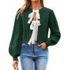 imageZESICA Womens Cardigan Sweaters Fall Winter Long Sleeve Tie Front Cable Knit Chunky Cropped Outerwear CoatDark Green