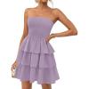 imageZESICA Womens Summer Strapless Smocked Tube Dress 2025 Off Shoulder Ruffle Tiered Flowy Beach Boho Mini SundressPurple