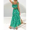 imageZESICA Womens 2025 Summer Plaid Flower Elastic High Waist Flowy A Line Maxi Skirt with PocketsViridis