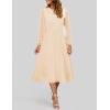 imageZESICA Womens Fall Long Sleeve Dresses 2025 Casual Crewneck Chiffon Swing Pleated A Line Cocktail Party Midi DressApricot