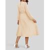 imageZESICA Womens Fall Long Sleeve Dresses 2025 Casual Crewneck Chiffon Swing Pleated A Line Cocktail Party Midi DressApricot