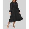 imageZESICA Womens Fall Long Sleeve Dresses 2025 Casual Crewneck Chiffon Swing Pleated A Line Cocktail Party Midi DressBlack