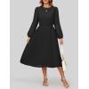 imageZESICA Womens Fall Long Sleeve Dresses 2025 Casual Crewneck Chiffon Swing Pleated A Line Cocktail Party Midi DressBlack