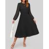 imageZESICA Womens Fall Long Sleeve Dresses 2025 Casual Crewneck Chiffon Swing Pleated A Line Cocktail Party Midi DressBlack