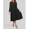 imageZESICA Womens Fall Long Sleeve Dresses 2025 Casual Crewneck Chiffon Swing Pleated A Line Cocktail Party Midi DressBlack