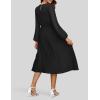 imageZESICA Womens Fall Long Sleeve Dresses 2025 Casual Crewneck Chiffon Swing Pleated A Line Cocktail Party Midi DressBlack