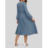 imageZESICA Womens Fall Long Sleeve Dresses 2025 Casual Crewneck Chiffon Swing Pleated A Line Cocktail Party Midi DressDusty Blue