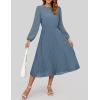 imageZESICA Womens Fall Long Sleeve Dresses 2025 Casual Crewneck Chiffon Swing Pleated A Line Cocktail Party Midi DressDusty Blue