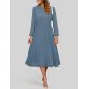 imageZESICA Womens Fall Long Sleeve Dresses 2025 Casual Crewneck Chiffon Swing Pleated A Line Cocktail Party Midi DressDusty Blue
