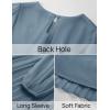 imageZESICA Womens Fall Long Sleeve Dresses 2025 Casual Crewneck Chiffon Swing Pleated A Line Cocktail Party Midi DressDusty Blue