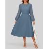 imageZESICA Womens Fall Long Sleeve Dresses 2025 Casual Crewneck Chiffon Swing Pleated A Line Cocktail Party Midi DressDusty Blue