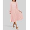 imageZESICA Womens Fall Long Sleeve Dresses 2025 Casual Crewneck Chiffon Swing Pleated A Line Cocktail Party Midi DressLight Pink